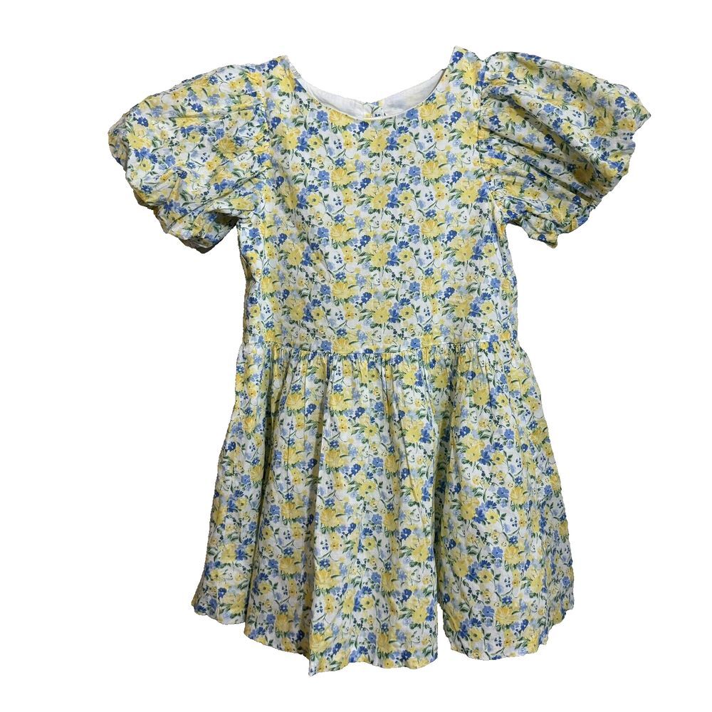 Janie And Jack 10 Dress Stunning Lined Blue Yellow Floral Blue